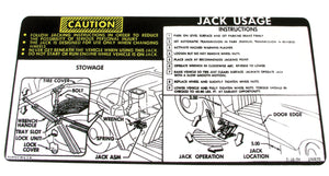 1975-1978 Chevrolet Corvette Decal. Jacking Instruction