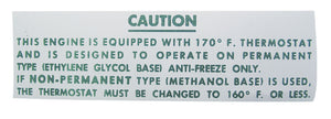 1958-1962 Chevrolet Corvette Decal. Radiator Caution