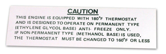 1963-1963 Chevrolet Corvette Decal. Caution Rear Of Expansion Tank