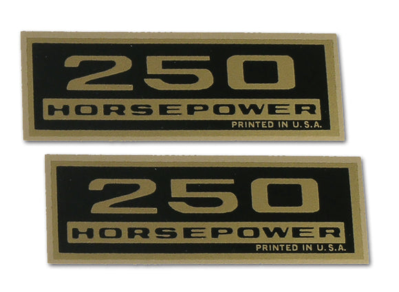 1962-1965 Chevrolet Corvette Decals. Valve Cover 250 Horsepower