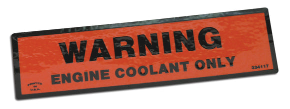 1974-1978 Chevrolet Corvette Decal. Coolant Warning