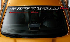 1953-2023 Universal Universal SUPERCHARGED Script Windshield Decal - Outlined Lettering - 36in - Matte Black