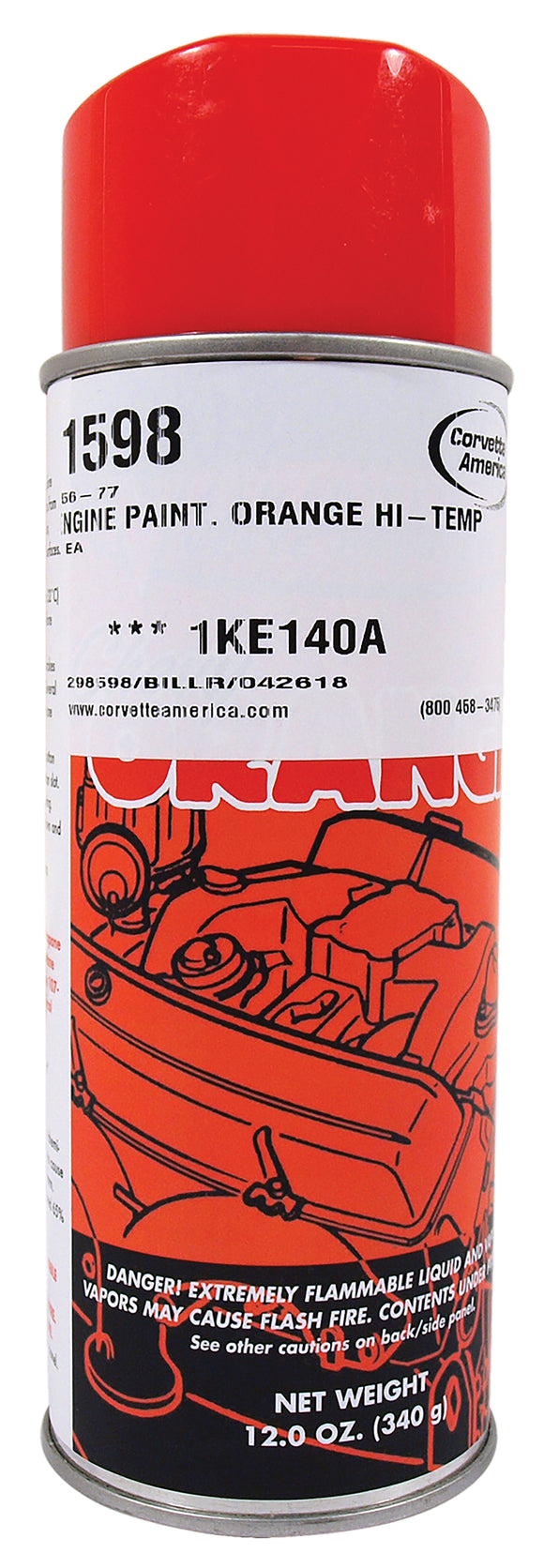 1956-1977 Chevrolet Corvette Engine Paint. Orange Hi-Temperature