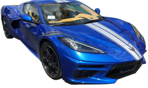 2020-2023 Chevrolet Corvette Front to Back Dual Stripes - Gloss Carbon Flash W/Gloss Carbon Flash Pinstripes