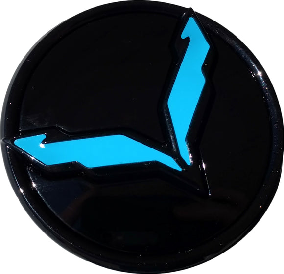 2014-2019 Chevrolet Corvette Vinyl Wheel Center Cap Emblem Insert Overlays - Gloss Tension Blue