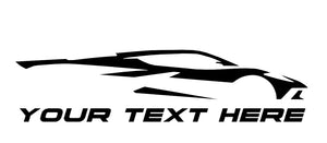 2020-2023 Chevrolet Corvette V2 Silhouette & Custom Text Decal - Black Carbon Fiber 9x1.5