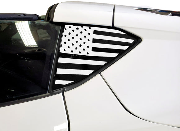 2020-2023 Chevrolet Corvette Window US Flag Decals Matte Pearl Gray Standard US Flag