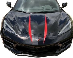 2020-2023 Chevrolet Corvette Hood Stripes Decal - Pair Black Carbon Fiber Z51 Logo