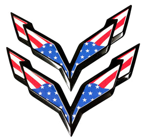 2014-2019 Chevrolet Corvette USA Flag Emblem Overlay Decal No UV Coating