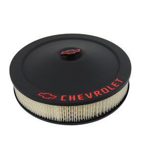 1968-1982 Chevrolet Corvette 14 Inch Air Cleaner Kit - Black W/Red Logos & Bowtie Center Nut