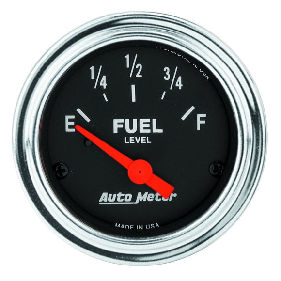 1953-2023 Chevrolet Corvette Autometer 2-1/16in Fuel Level Gauge 0-30 ohm AMP SSE - Chrome