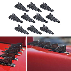 1953-2023 Chevrolet Corvette Carbon Fiber Style Air Vortex Diffuser Shark Fins for Roof or Spoiler - 10pc Set