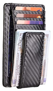 1953-2023 Chevrolet Corvette Genuine Leather Carbon Fiber Design Money Clip W/Card Slots