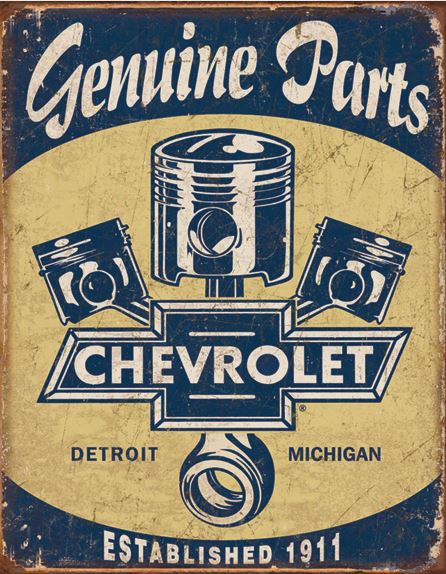 1953-2023 Chevrolet Corvette Chevrolet Genuine Parts Pistons Tin Sign