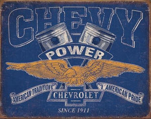 1953-2023 Chevrolet Corvette Chevy Power Tin Sign