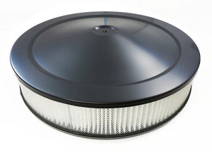 1968-1982 Chevrolet Corvette Air Cleaner W/Filter - Round Black - 14inx3in - 4-Barrel Carbs - Flat Base