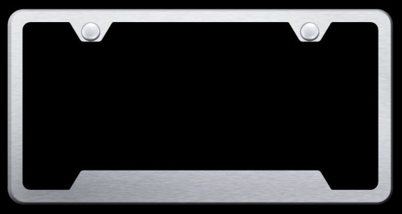 1953-2023 Chevrolet Corvette 2 Hole Cutout License Plate Frame W/Wide Bottom - Brushed Stainless Steel