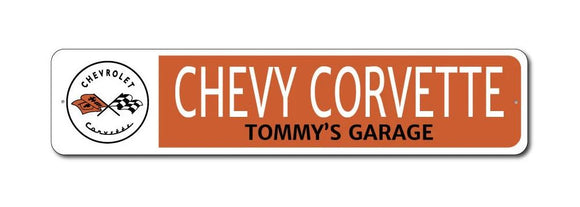 1953-2023 Chevrolet Corvette Chevy Corvette Names Garage Custom Text - 9x36in