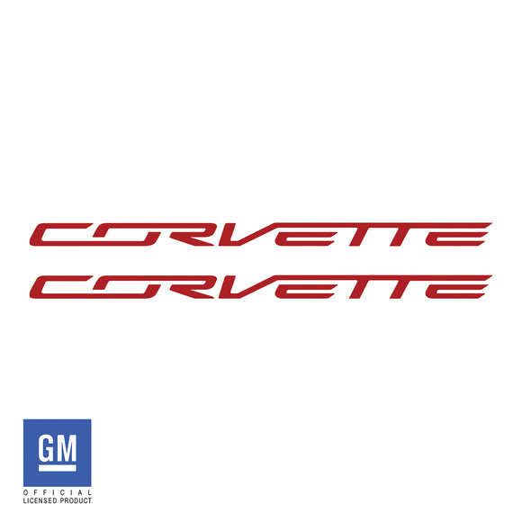 2014-2019 Chevrolet Corvette Side Skirt Vinyl Decals - Corvette Script - Gloss Red