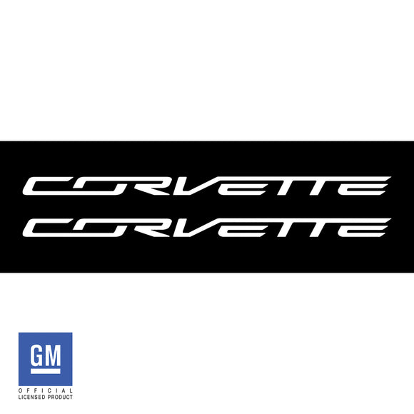 2014-2019 Chevrolet Corvette Side Skirt Vinyl Decals - Corvette Script - Gloss White