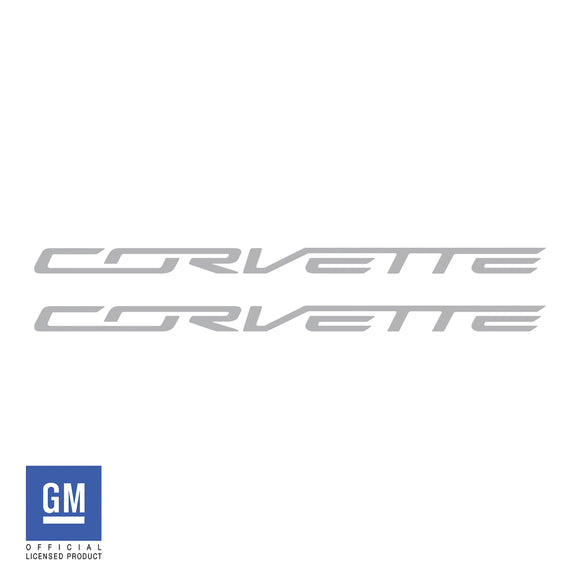 2014-2019 Chevrolet Corvette Side Skirt Vinyl Decals - Corvette Script - Gloss Gray