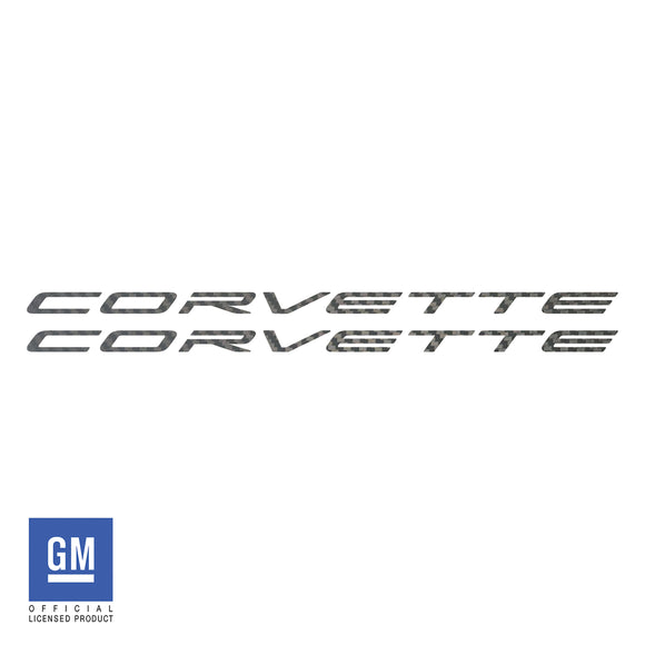 2020-2023 Chevrolet Corvette Side Skirt Vinyl Decals - Corvette Script - Black Carbon Fiber