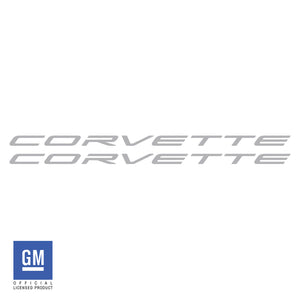 2020-2023 Chevrolet Corvette Side Skirt Vinyl Decals - Corvette Script - Gloss Gray