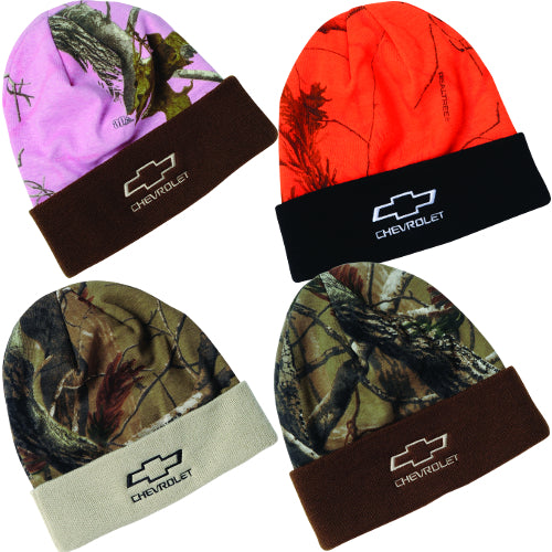 1953-2023 Chevrolet Corvette Bowtie Cuff Camo Beanie - Pink/Brown