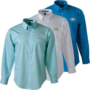 1953-2023 Chevrolet Corvette Gold Bowtie Mens Solid Broadcloth Shirt - French Blue - Medium