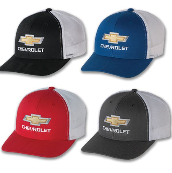 1953-2023 Chevrolet Corvette Gold Bowtie Retro Trucker Cap - Black