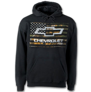 1953-2023 Chevrolet Corvette Chevy Bowtie on Camo Flag Hoodie - Large