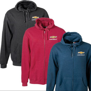 1953-2023 Chevrolet Corvette Gold Bowtie Full Zip Hoodie Jacket - Red - Large