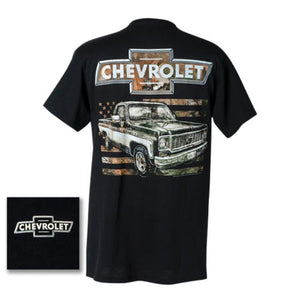 1953-2023 Chevrolet Corvette 1973 Chevy & Camo Flag T-Shirt - Medium