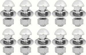 1953-1954 Chevrolet Corvette Bumper Bolt Set - Front or Rear - 1/2in.-13 x 1-1/2 - 10-Piece Bolt Set - Chrome