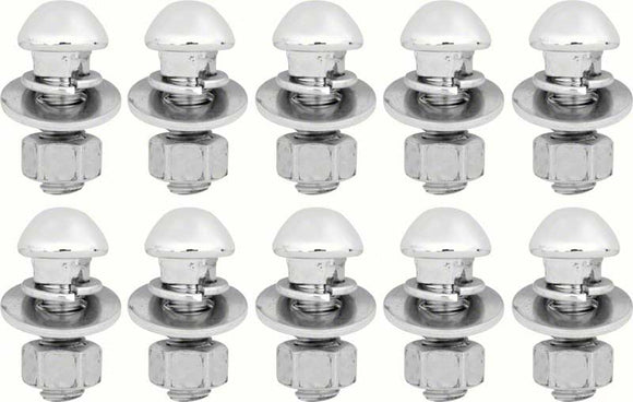 1953-1954 Chevrolet Corvette Bumper Bolt Set - Front or Rear - 1/2in.-13 x 1-1/2 - 10-Piece Bolt Set - Chrome