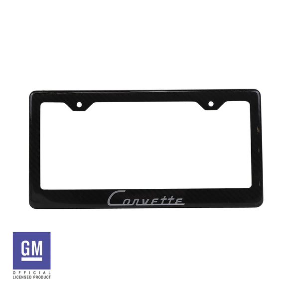 1953-1962 Chevrolet Corvette License Plate Frame - Carbon Fiber W/Silver Corvette Script