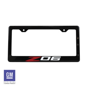 2023-2024 Chevrolet Corvette License Plate Frame - Carbon Fiber W/Red & White Z06 Logo