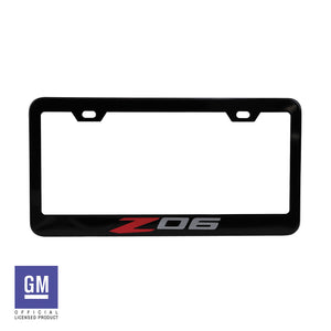 2023-2024 Chevrolet Corvette License Plate Frame - Matte Black W/Red & Silver Z06 Logo