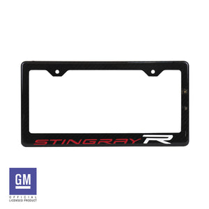 2021-2024 Chevrolet Corvette License Plate Frame - Carbon Fiber W/Red & White Stingray R Logo