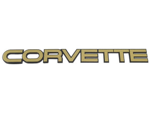 1984-1990 Chevrolet Corvette Emblem. Rear Corvette - Gold Plastic