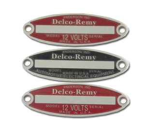 1953-1962 Chevrolet Corvette Delco Tag Set. 3 Piece Unstamped