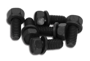 1963-1967 Chevrolet Corvette 6pc Engine Mount Bolt Set - Black Phosphate W/"E" Headmark & Integral Washer