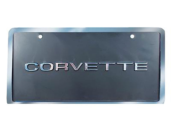 1953-1979 Chevrolet Corvette License Plate Black With Silver Border