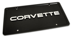 1984-1996 Chevrolet Corvette License Plate. Corvette - Black W/Silver Letters