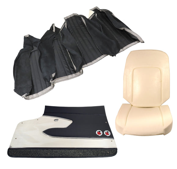 1960-1960 Chevrolet Corvette Interior Package - Leather Covers, Foam, Deluxe Door Panels - Black