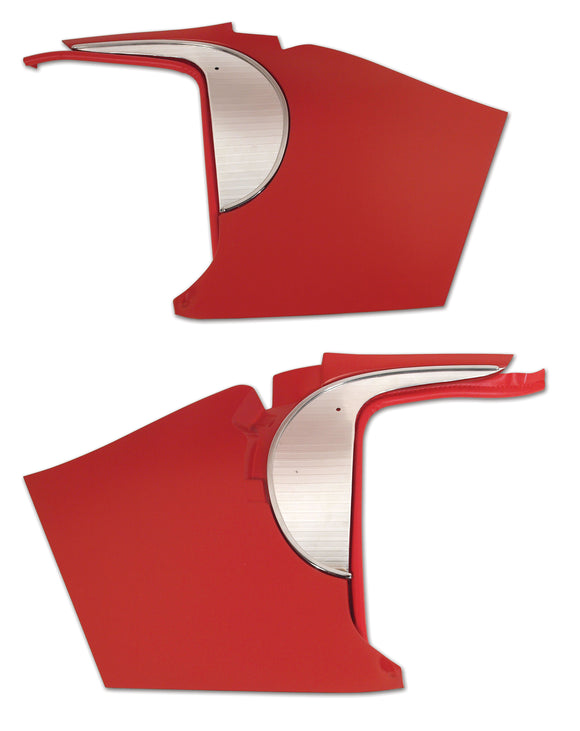 1961-1961 Chevrolet Corvette Deluxe Kick Panels W/Metal Insert & Trim - Red