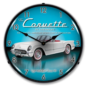 1953-1953 Chevrolet Corvette LED Clock. White