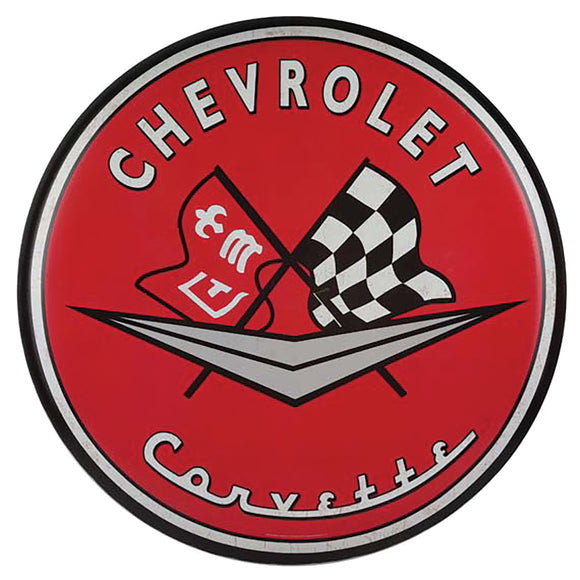 1953-2020 Chevrolet Corvette Tin Button Sign - Chevrolet Corvette