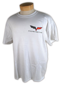 2005-2013 Chevrolet Corvette T-Shirt C6 Logo Front & Back White XXL