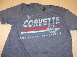 1953-2022 Chevrolet Corvette T-Shirt- Corvette American Tradition - Blue - Medium